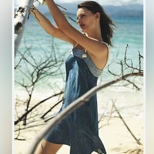AMADI Mini Dress Blue Chambray Nautical Rope Strap A-Line Cotton Women’s XS